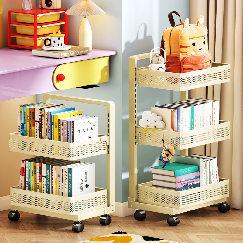 书包置物架家用放书包桌下滑轮柜宿舍书本零食收纳架可移动小推车